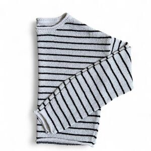 Black and Cream Striped Knit Sweater Women's XS